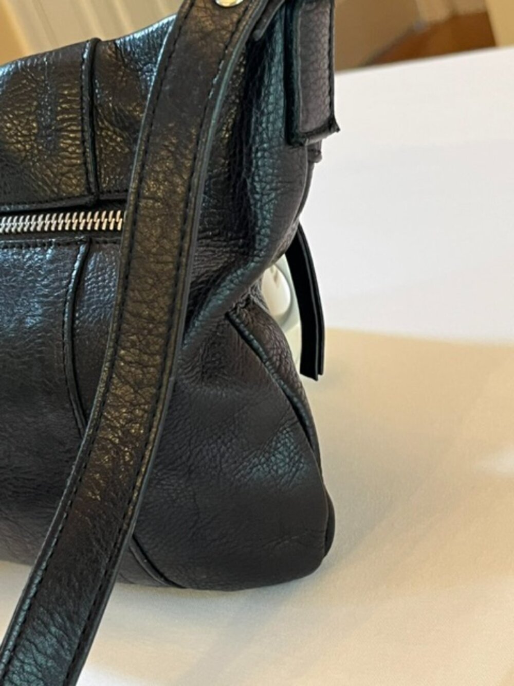 LUPO | Barcelona Black Pebbled High Quality Leather Crossbody Bag-EUC-Vintage - Picture 5 of 16